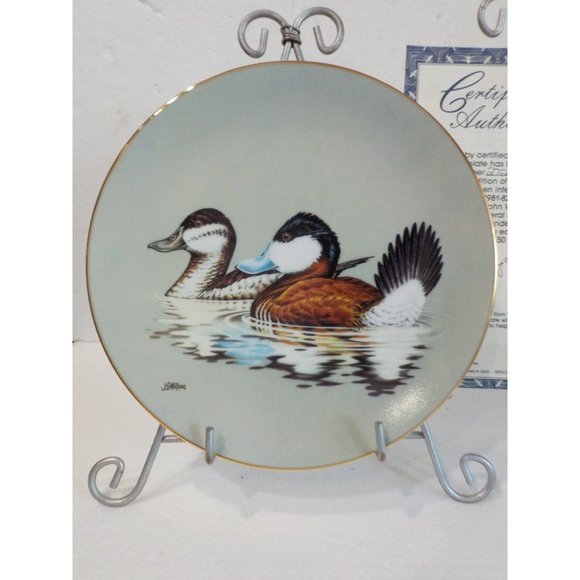 Vtg 1990 "The Ruddy Ducks" Federal Duck Stamp China Plate 3rd Issue 23k #2721A - Picture 1 of 5